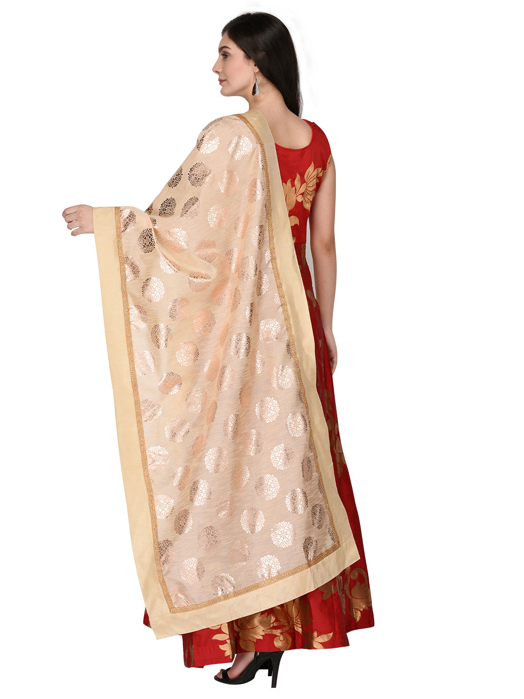 Dupatta Bazaar Woman's Foil Printed Silk Dupatta - Dupatta Bazaar