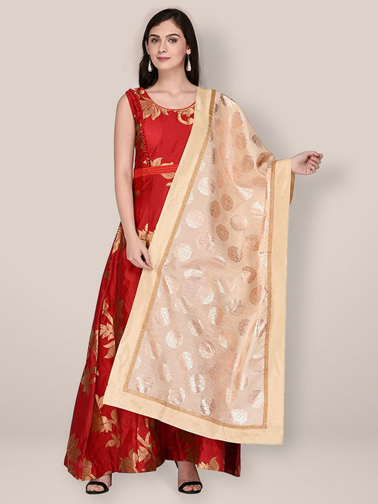 Gold Foil Printed Silk Dupatta freeshipping - Dupatta Bazaar
