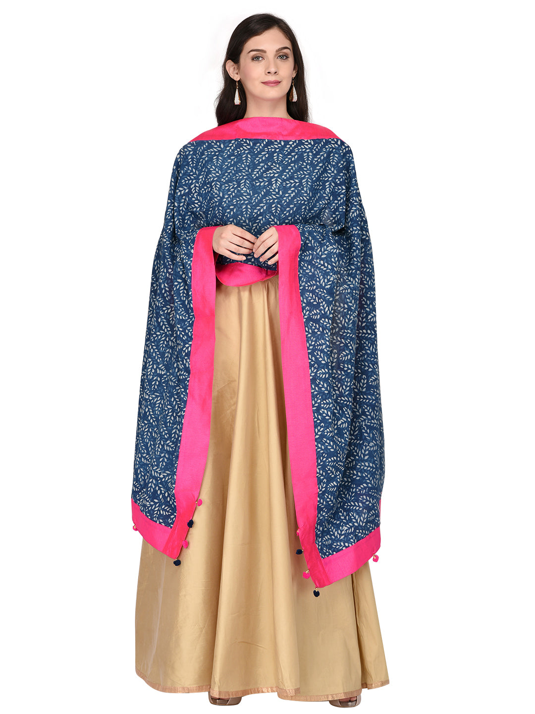 Dupatta Bazaar Woman's Printed Indigo Cotton Dupatta - Dupatta Bazaar