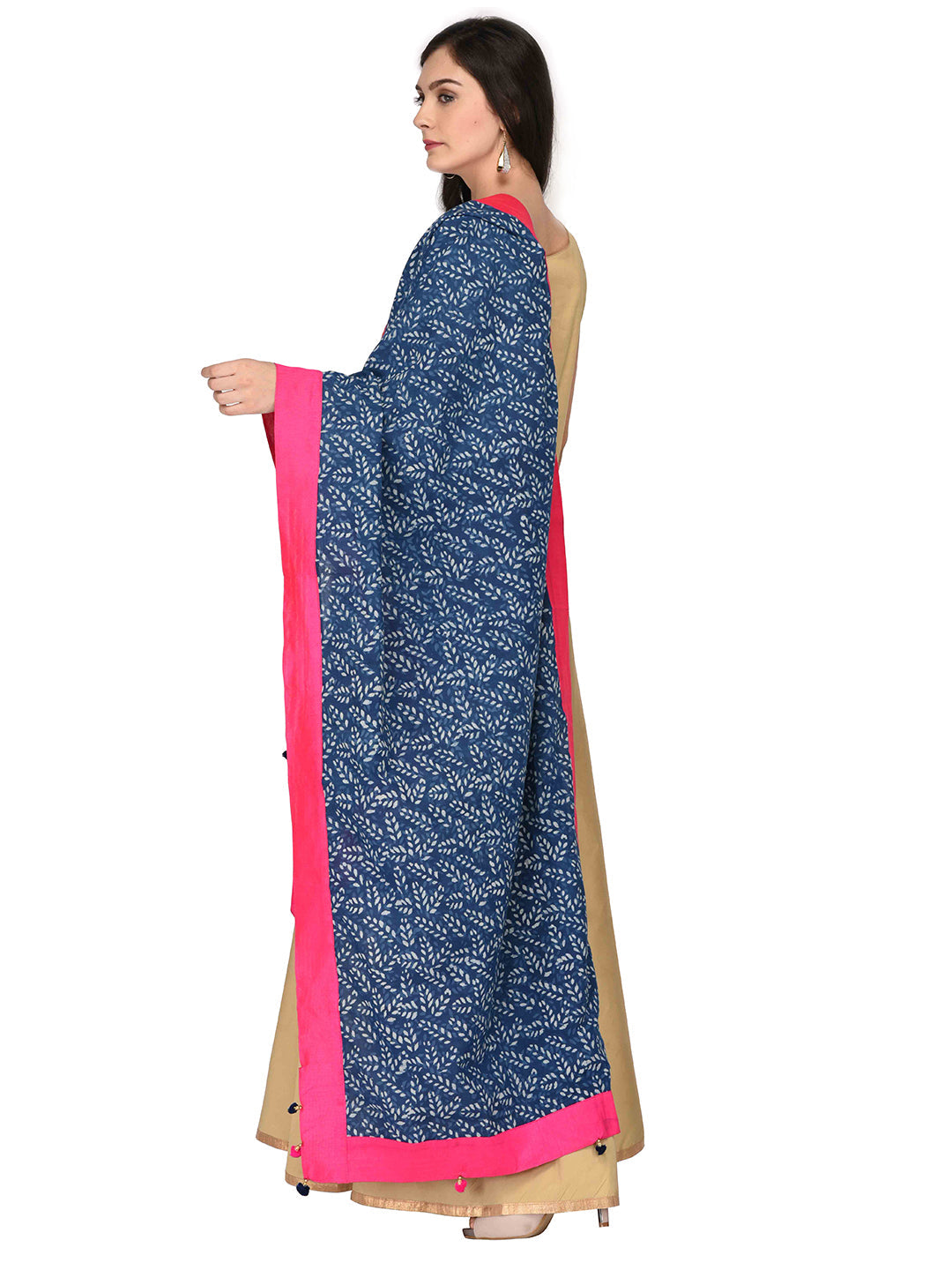 Dupatta Bazaar Woman's Printed Indigo Cotton Dupatta - Dupatta Bazaar