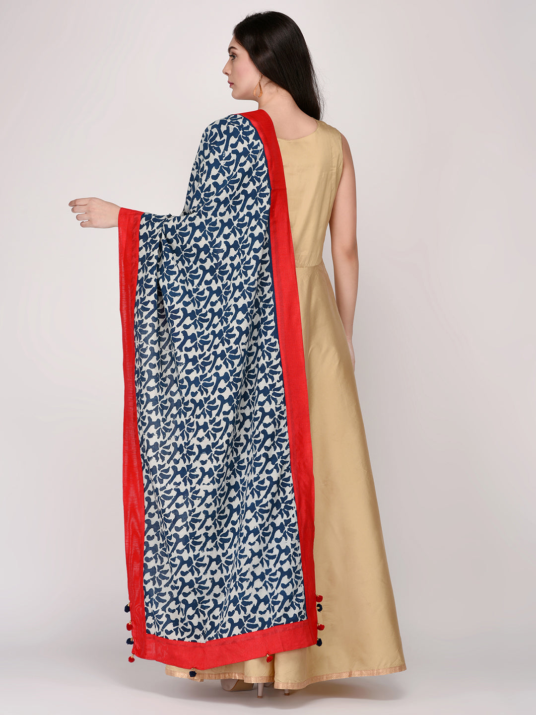 Dupatta Bazaar Woman's Printed Indigo Cotton Dupatta - Dupatta Bazaar