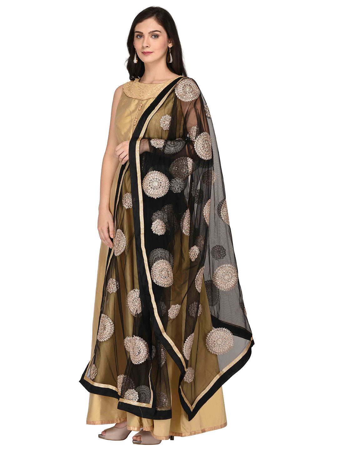 Dupatta Bazaar Woman's Embroidered Net Dupatta - Dupatta Bazaar