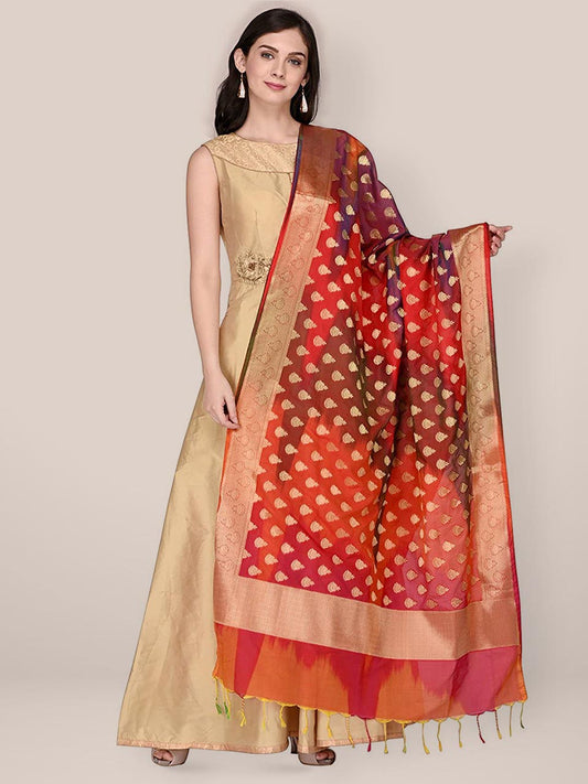 Multicolour Banarasi Silk  Dupatta freeshipping - Dupatta Bazaar