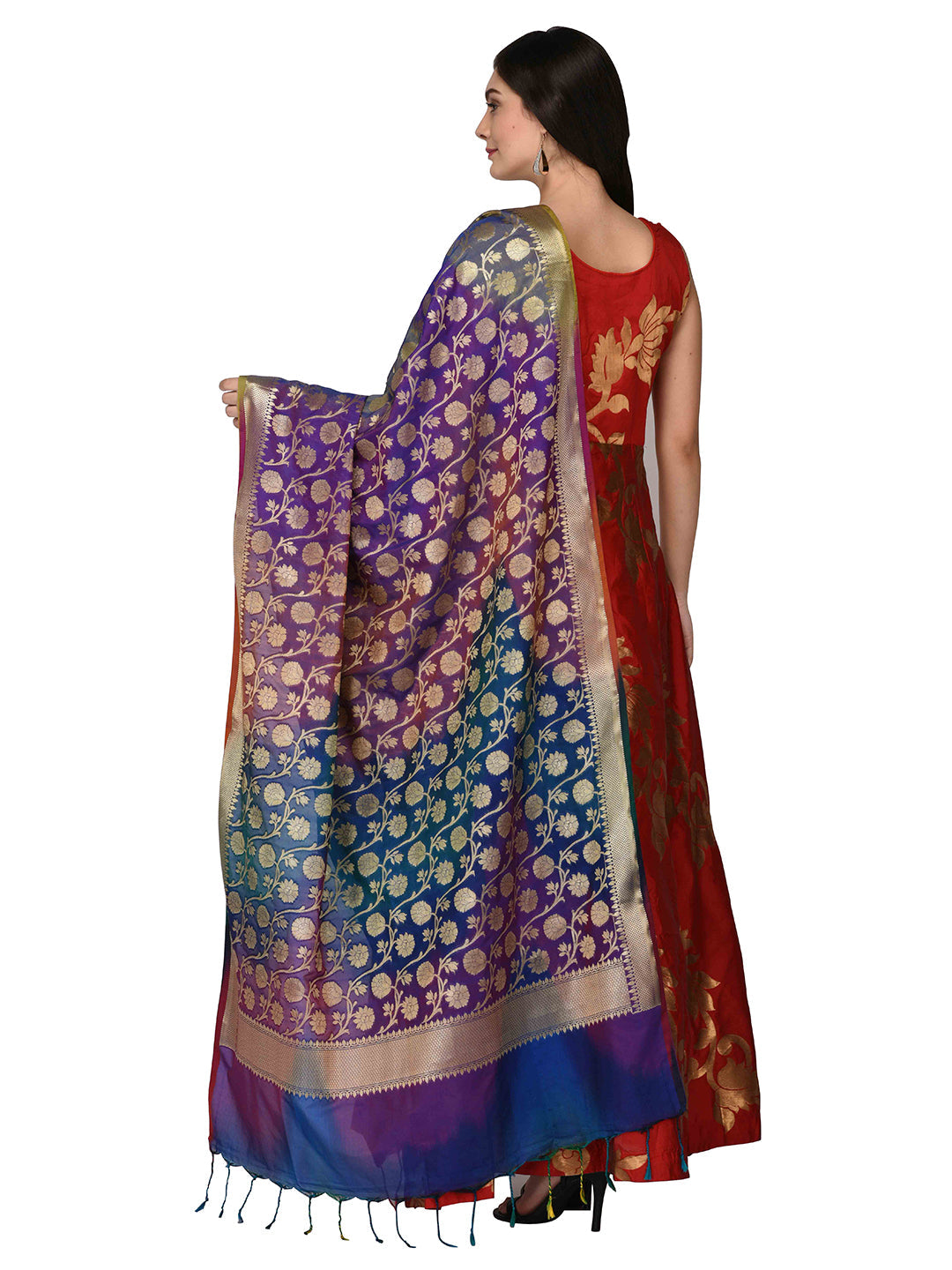 Dupatta Bazaar Woman's Banarasi Silk Multicoloured Dupatta - Dupatta Bazaar