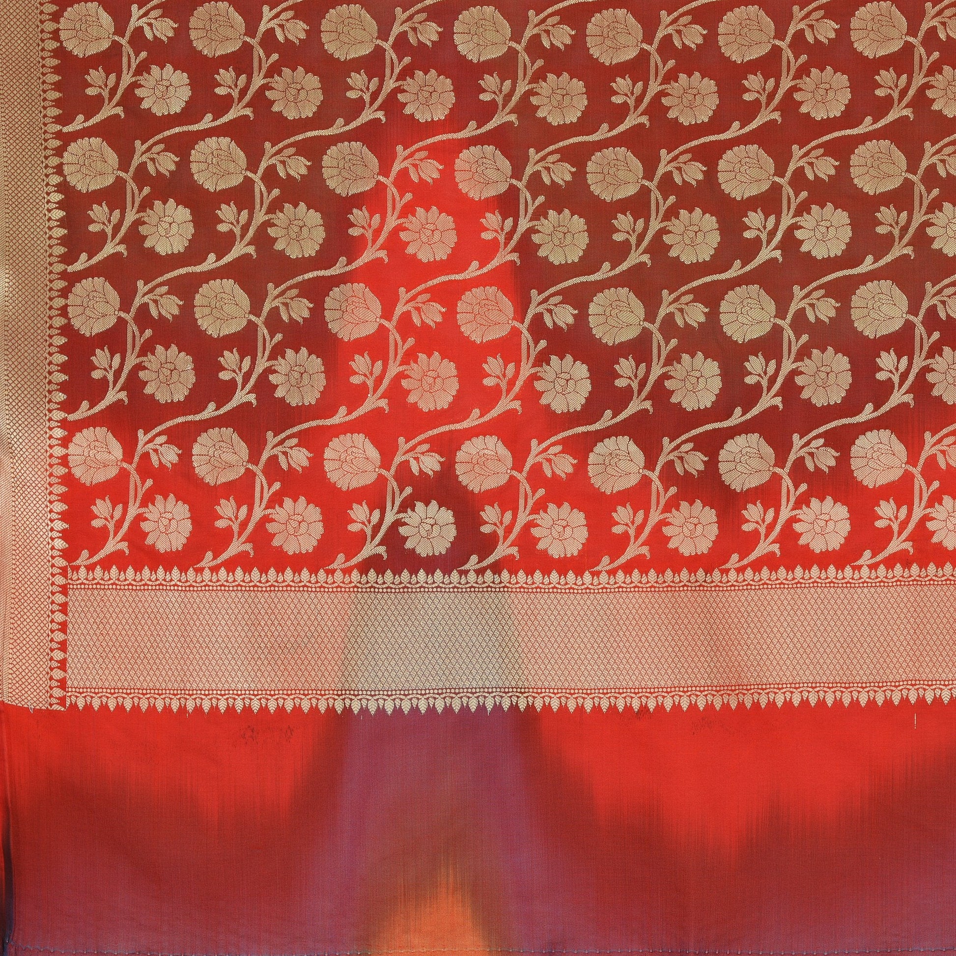 Red & Multicoloured Banarasi Silk Dupatta freeshipping - Dupatta Bazaar