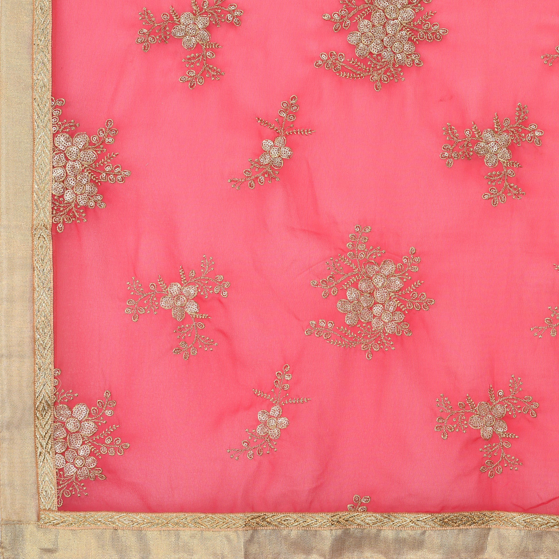 Dupatta Bazaar Woman's Georgette Dupatta with Gold Embroidery - Dupatta Bazaar