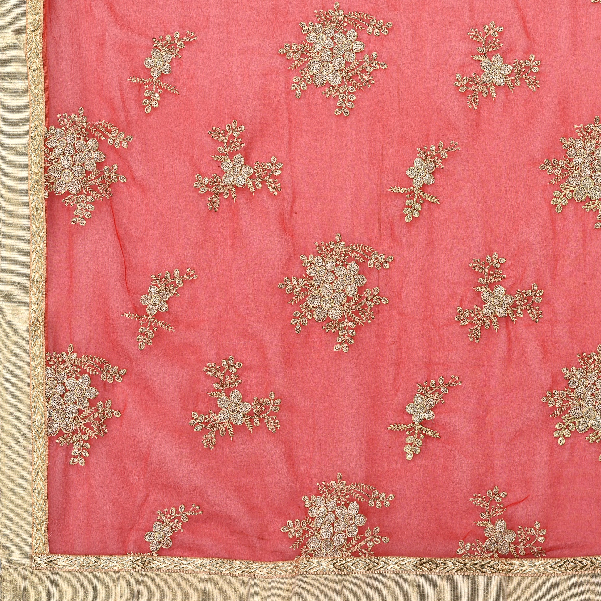 Dupatta Bazaar Woman's Georgette Dupatta with Gold Embroidery - Dupatta Bazaar