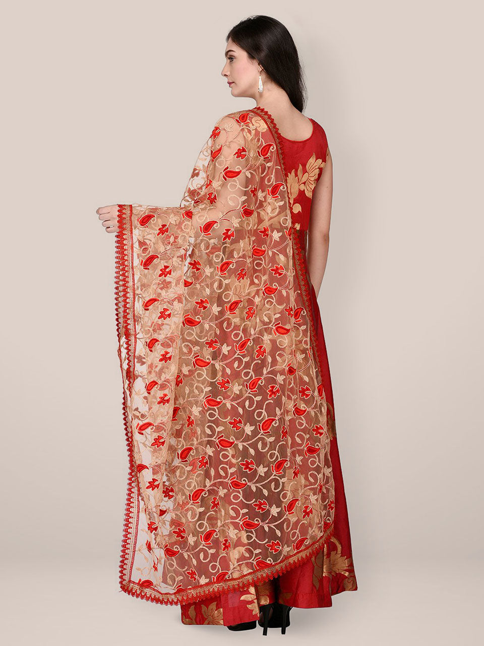 Dupatta Bazaar Woman's Net Dupatta with Embroidery. freeshipping - Dupatta Bazaar