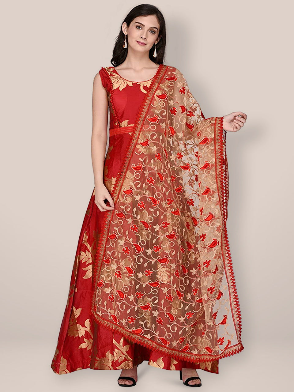 Dupatta Bazaar Woman's Net Dupatta with Embroidery. freeshipping - Dupatta Bazaar