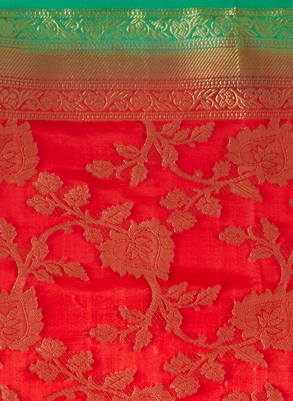 Dupatta Bazaar Woman's Red & Green Banarasi Silk Dupatta - Dupatta Bazaar