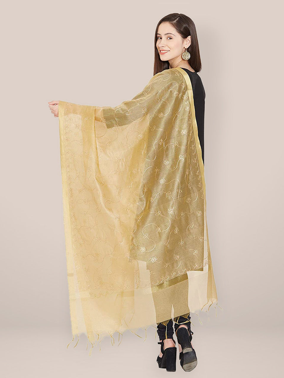 Gold Silk Blend Dupatta freeshipping - Dupatta Bazaar