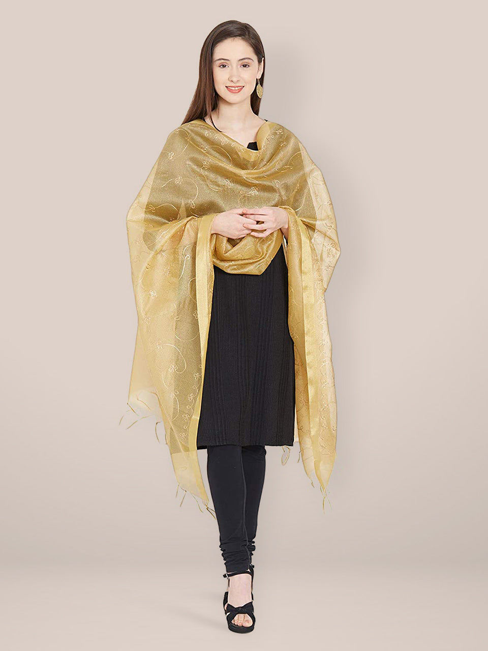 Gold Silk Blend Dupatta freeshipping - Dupatta Bazaar