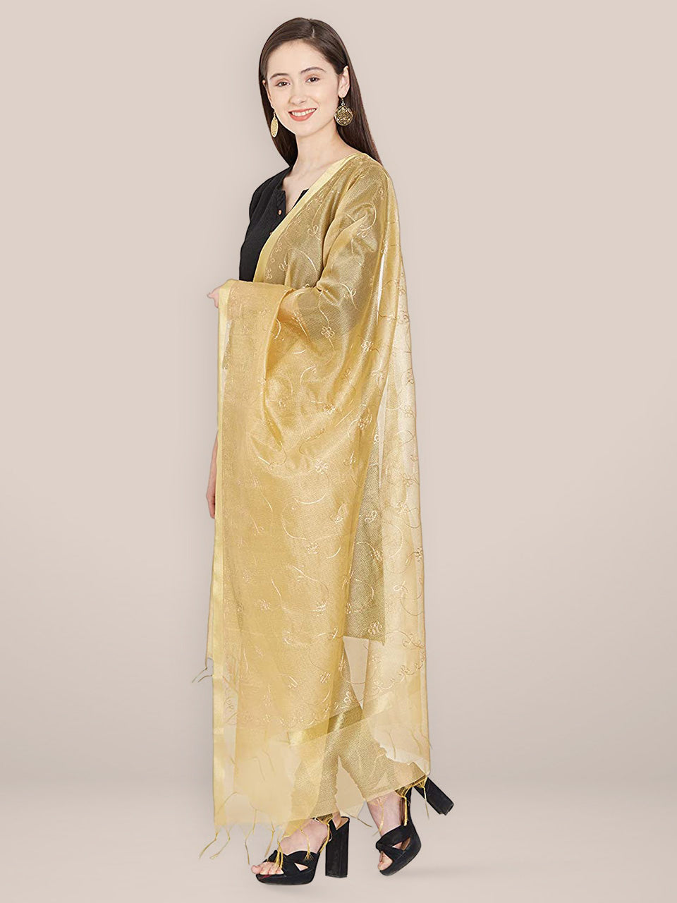 Gold Silk Blend Dupatta freeshipping - Dupatta Bazaar