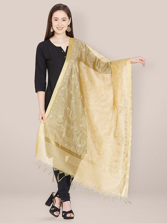 Gold Silk Blend Dupatta freeshipping - Dupatta Bazaar