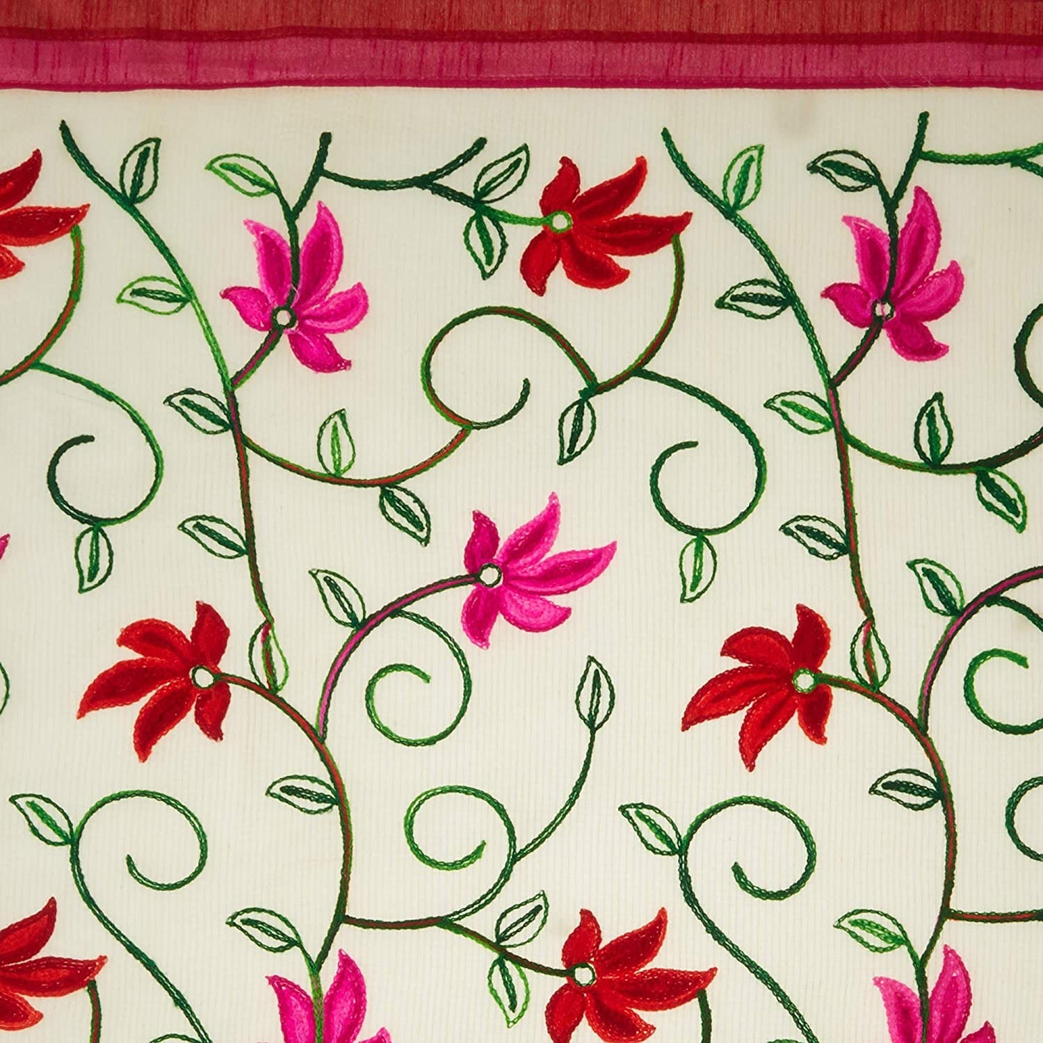 Beige Dupatta with Multicolour Embroidery. freeshipping - Dupatta Bazaar