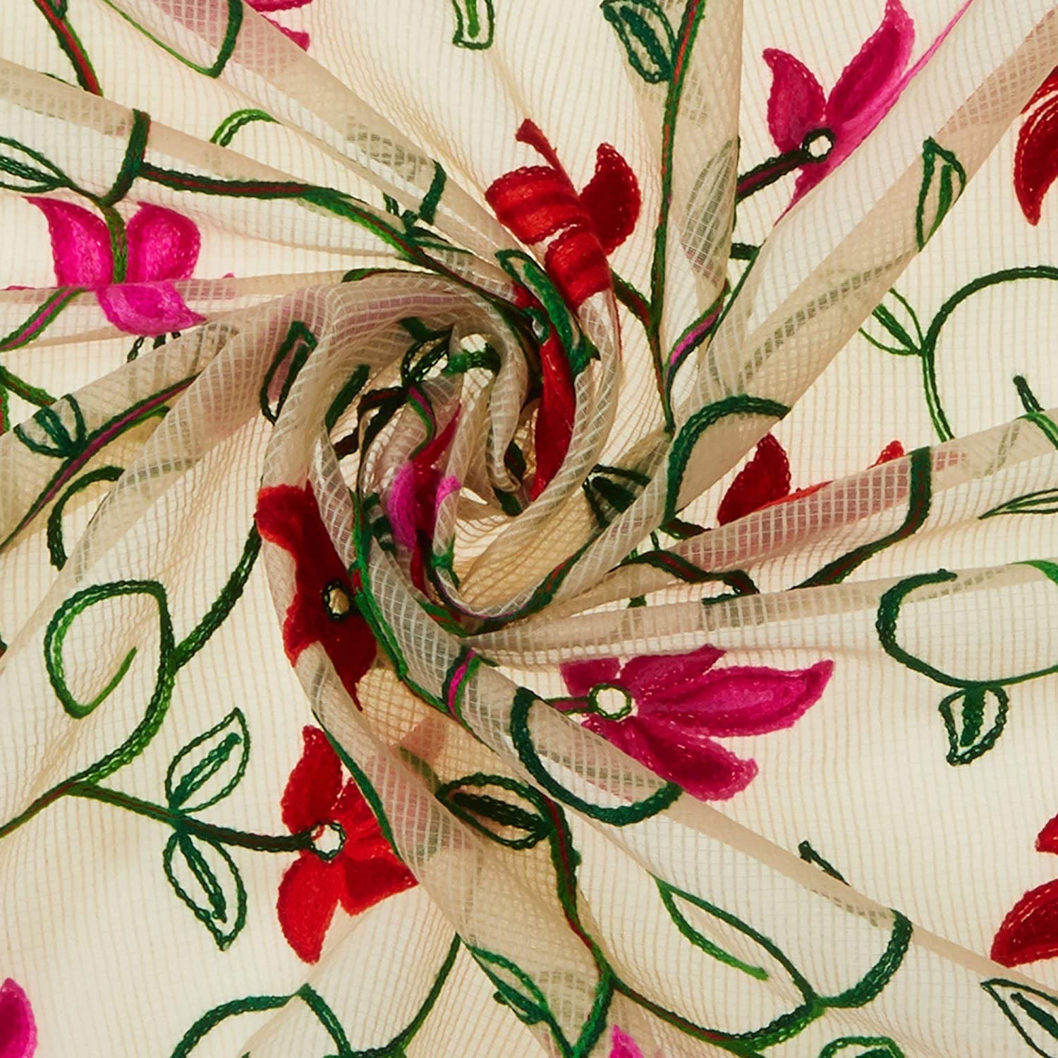 Beige Dupatta with Multicolour Embroidery. freeshipping - Dupatta Bazaar