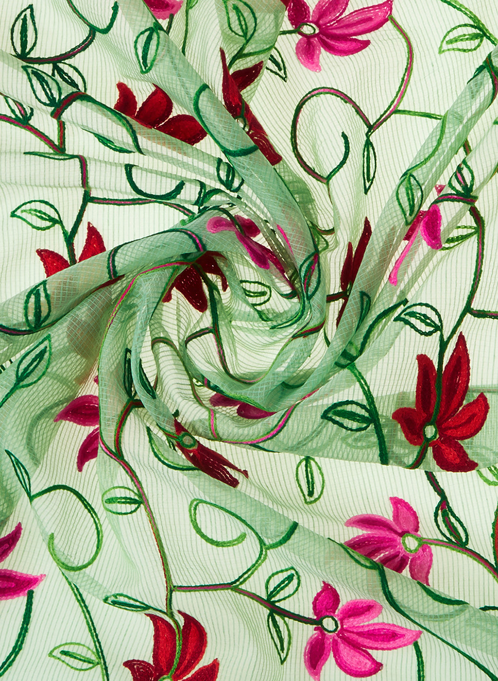 Dupatta Bazaar Women's Green Dupatta with Multicolour Embroidery. - Dupatta Bazaar