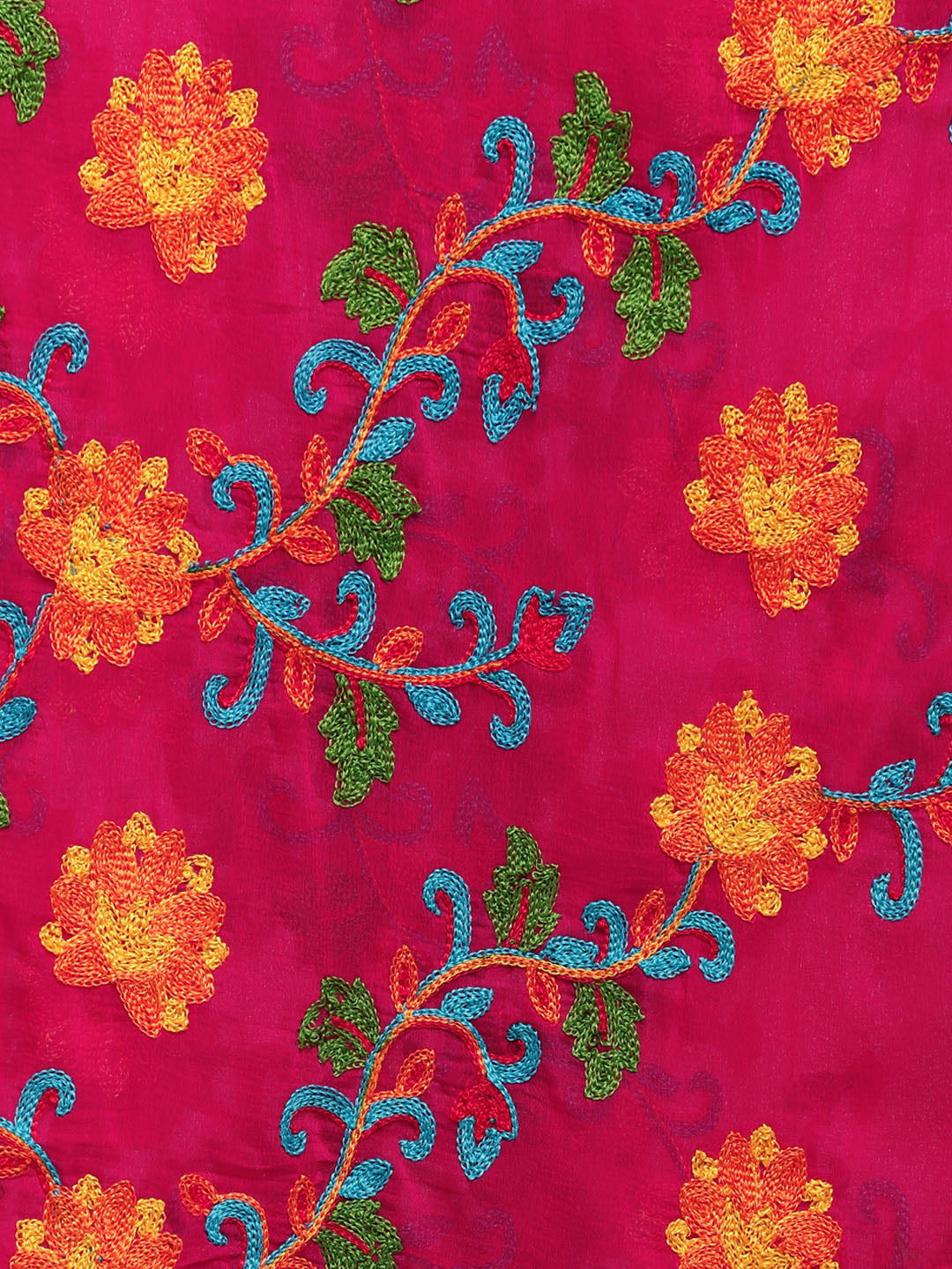 Dupatta Bazaar Woman's Pink & Multicoloured Embroidered Chiffon Dupatta - Dupatta Bazaar
