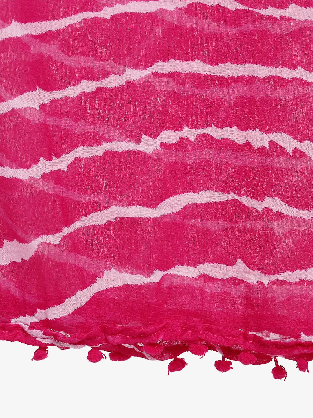 Dupatta Bazaar Woman's Pink & White Leheria Chiffon Dupatta - Dupatta Bazaar