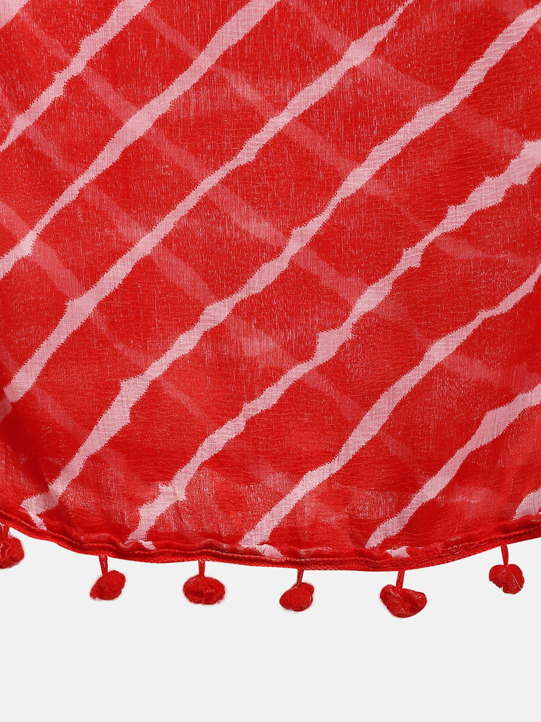 Dupatta Bazaar Woman's Red & White Leheria Chiffon Dupatta - Dupatta Bazaar