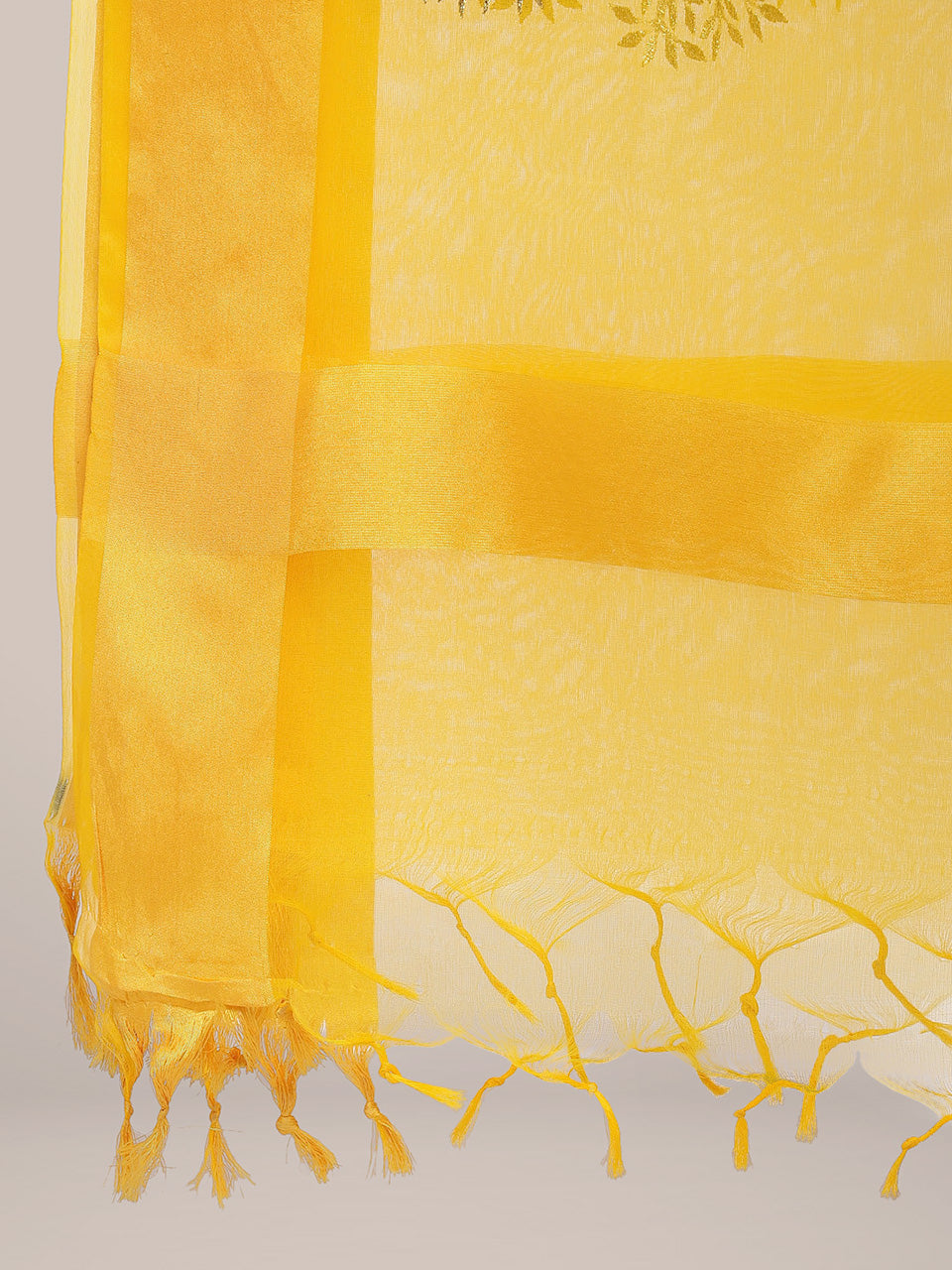 Yellow Organza Dupatta with Gold Embroidery. freeshipping - Dupatta Bazaar