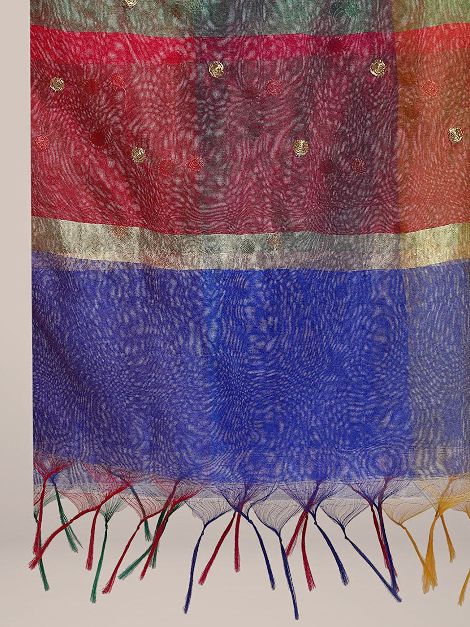 Multicoloured dupatta with Embroidery freeshipping - Dupatta Bazaar