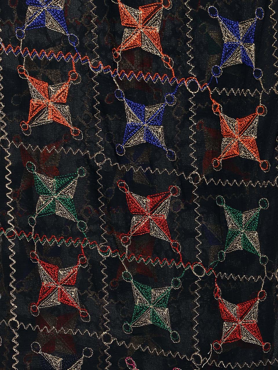 Black Chiffon  Phulkari Dupatta. freeshipping - Dupatta Bazaar