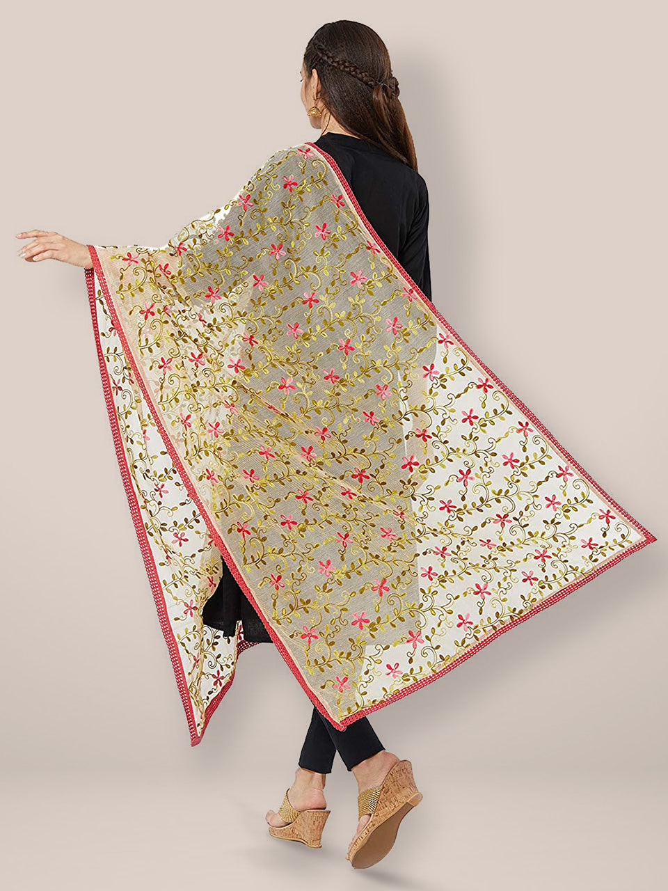 Embroidered Dupatta freeshipping - Dupatta Bazaar