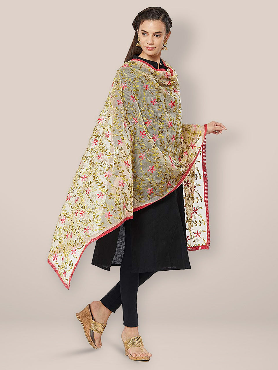 Embroidered Dupatta freeshipping - Dupatta Bazaar
