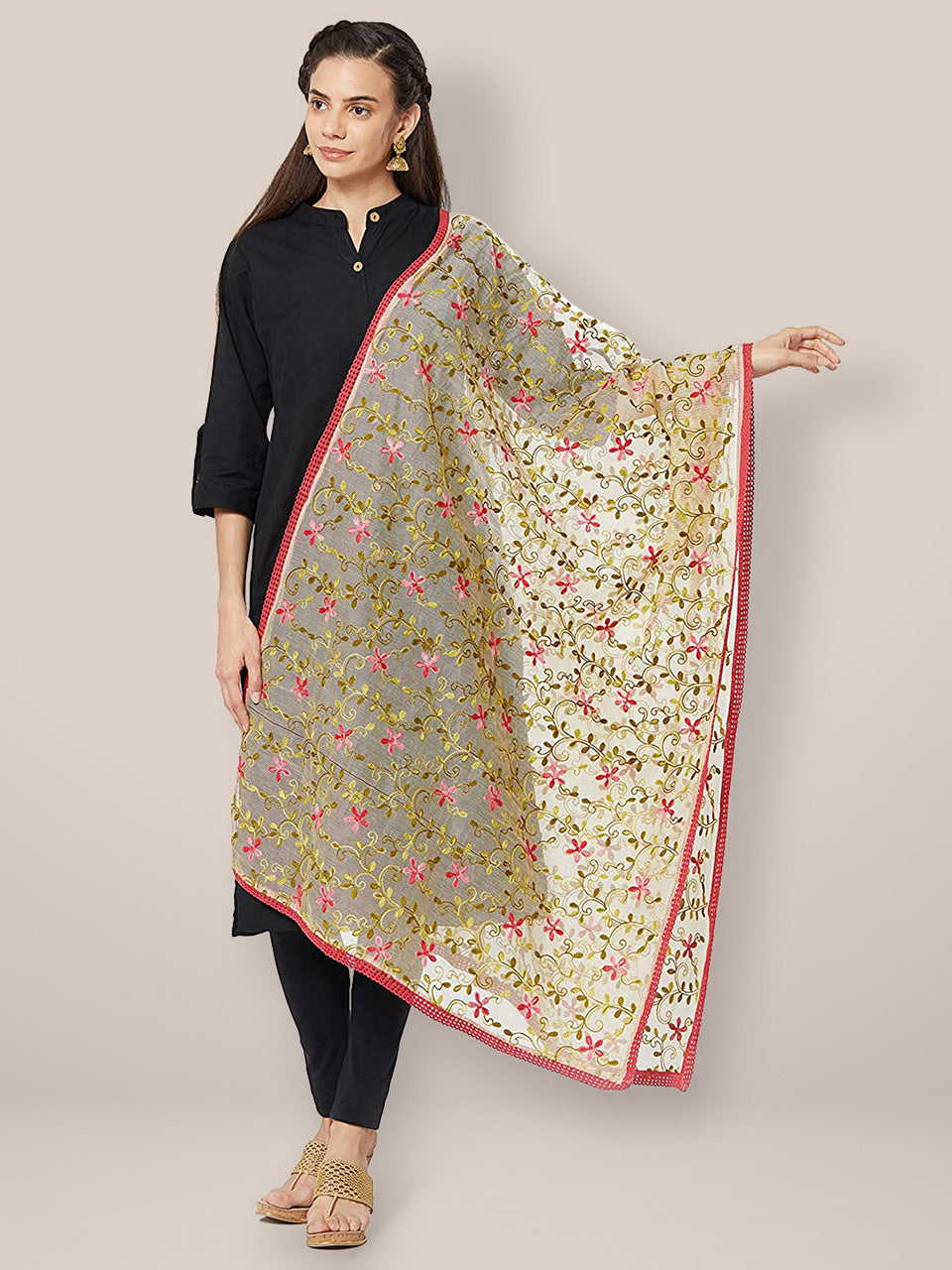 Embroidered Dupatta freeshipping - Dupatta Bazaar