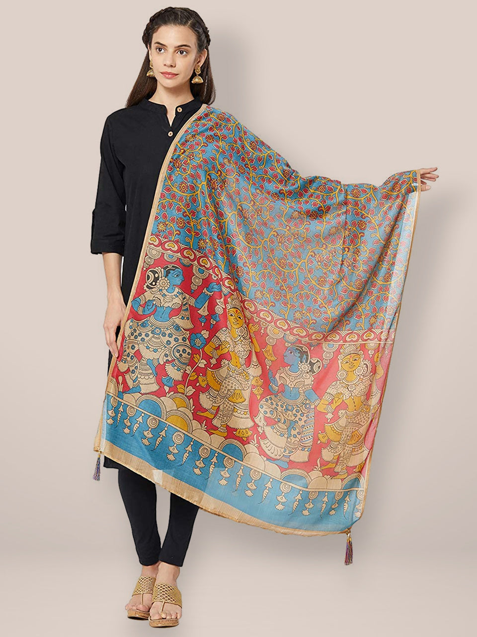 Printed Blended Silk Dupatta freeshipping - Dupatta Bazaar