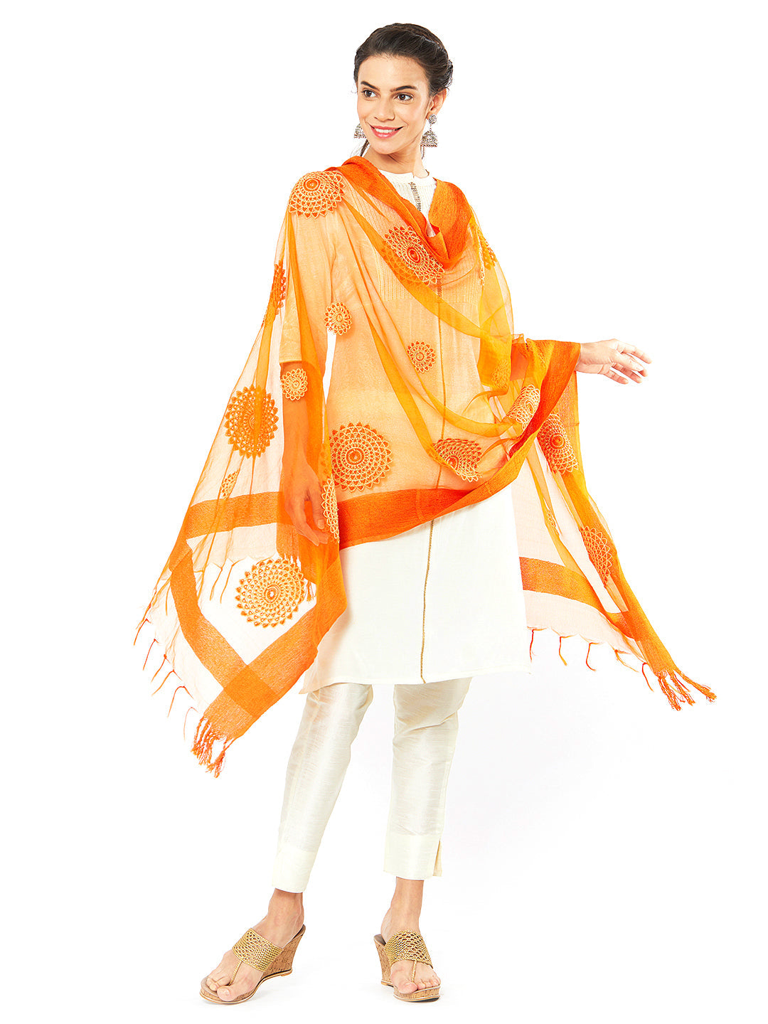 Dupatta Bazaar Woman's Organza Dupatta with Embroidery. - Dupatta Bazaar