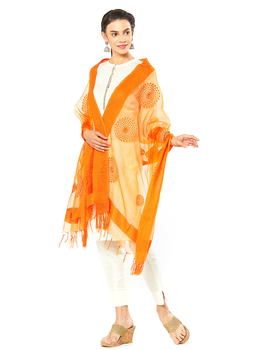 Dupatta Bazaar Woman's Organza Dupatta with Embroidery. - Dupatta Bazaar