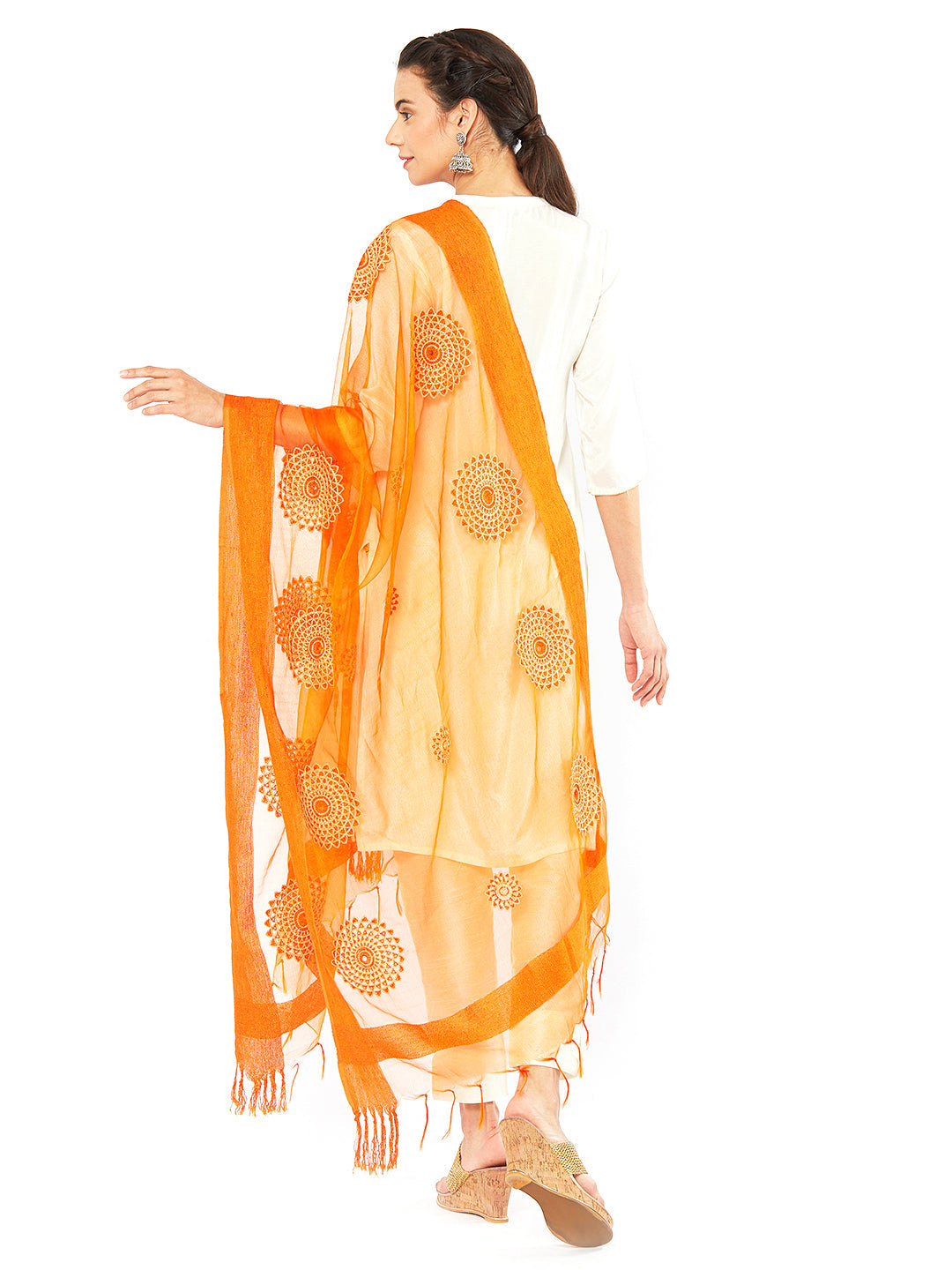 Dupatta Bazaar Woman's Organza Dupatta with Embroidery. - Dupatta Bazaar