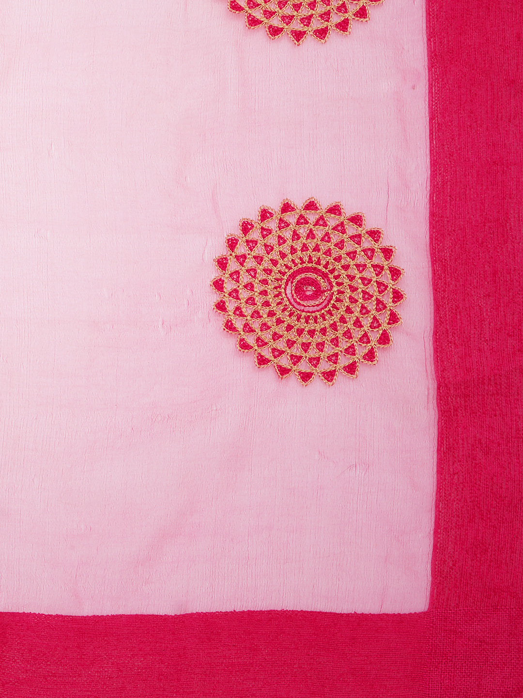 Dupatta Bazaar Woman's Pink Organza Dupatta with Embroidery. - Dupatta Bazaar