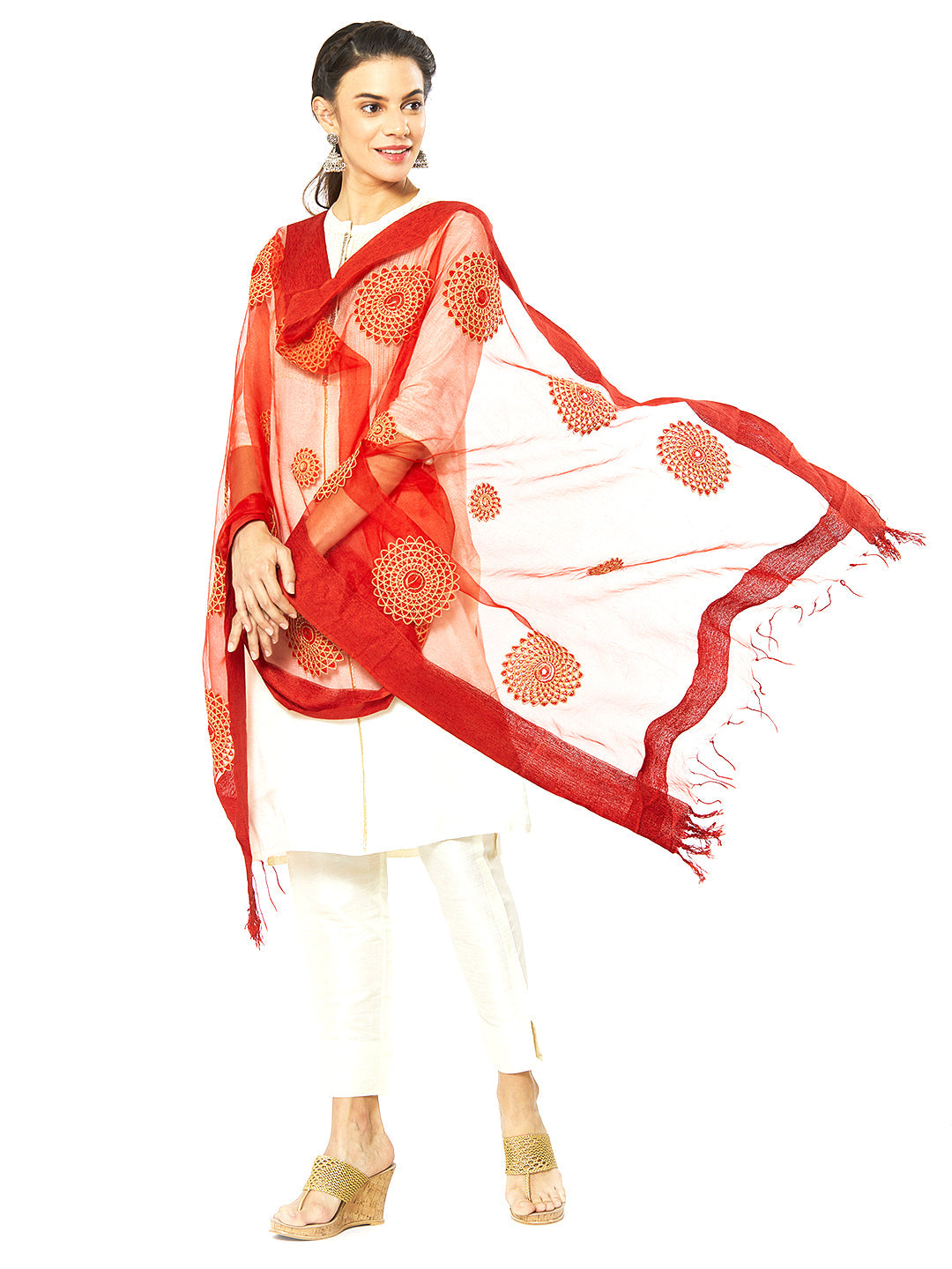 Dupatta Bazaar Woman's Organza Dupatta with Embroidery. - Dupatta Bazaar