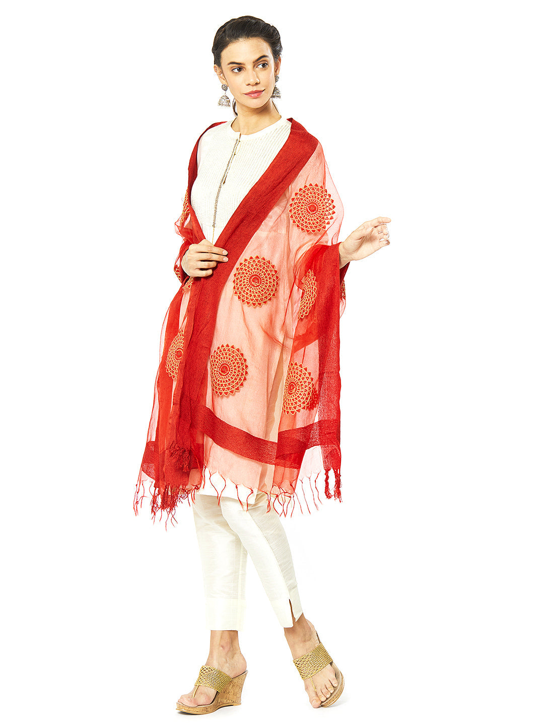 Dupatta Bazaar Woman's Organza Dupatta with Embroidery. - Dupatta Bazaar