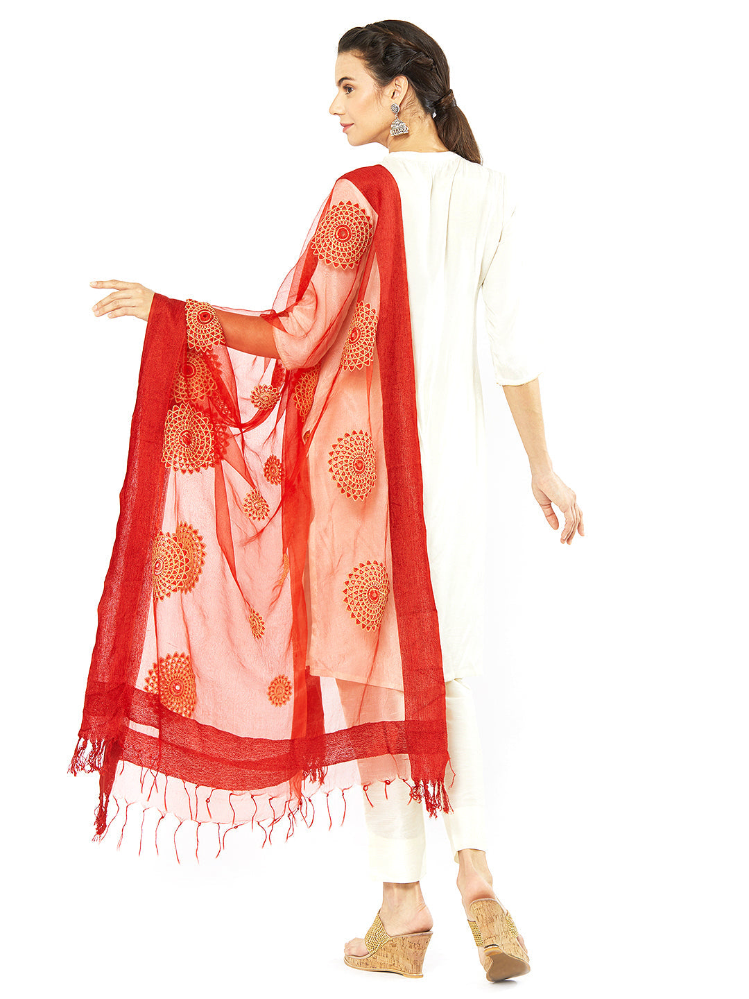 Dupatta Bazaar Woman's Organza Dupatta with Embroidery. - Dupatta Bazaar