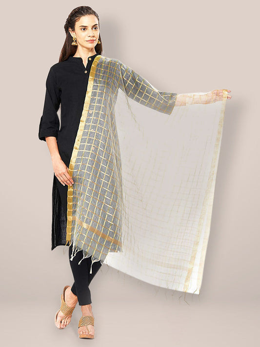 White & Gold Organza Dupatta. freeshipping - Dupatta Bazaar