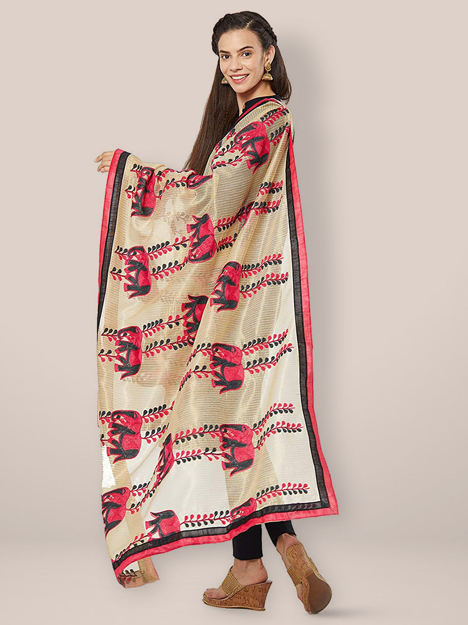 Cotton Silk Embroidered Dupatta. freeshipping - Dupatta Bazaar