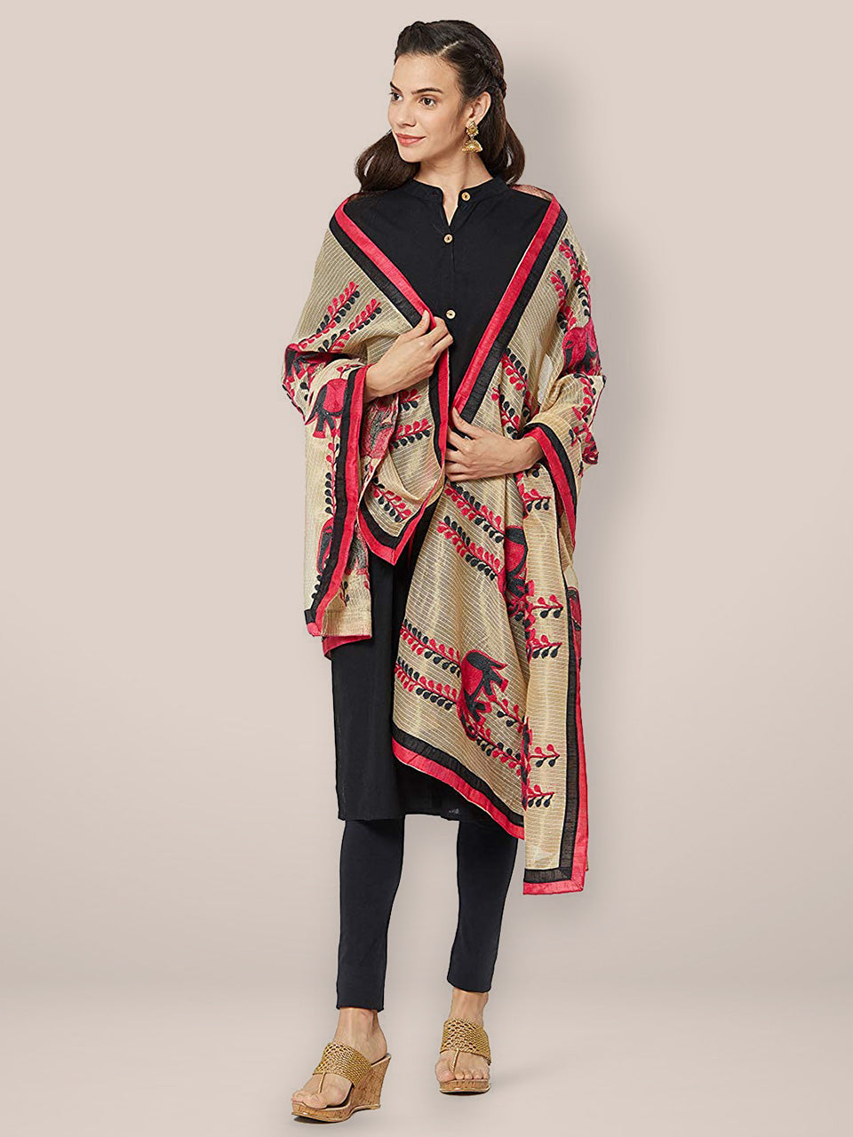 Cotton Silk Embroidered Dupatta. freeshipping - Dupatta Bazaar