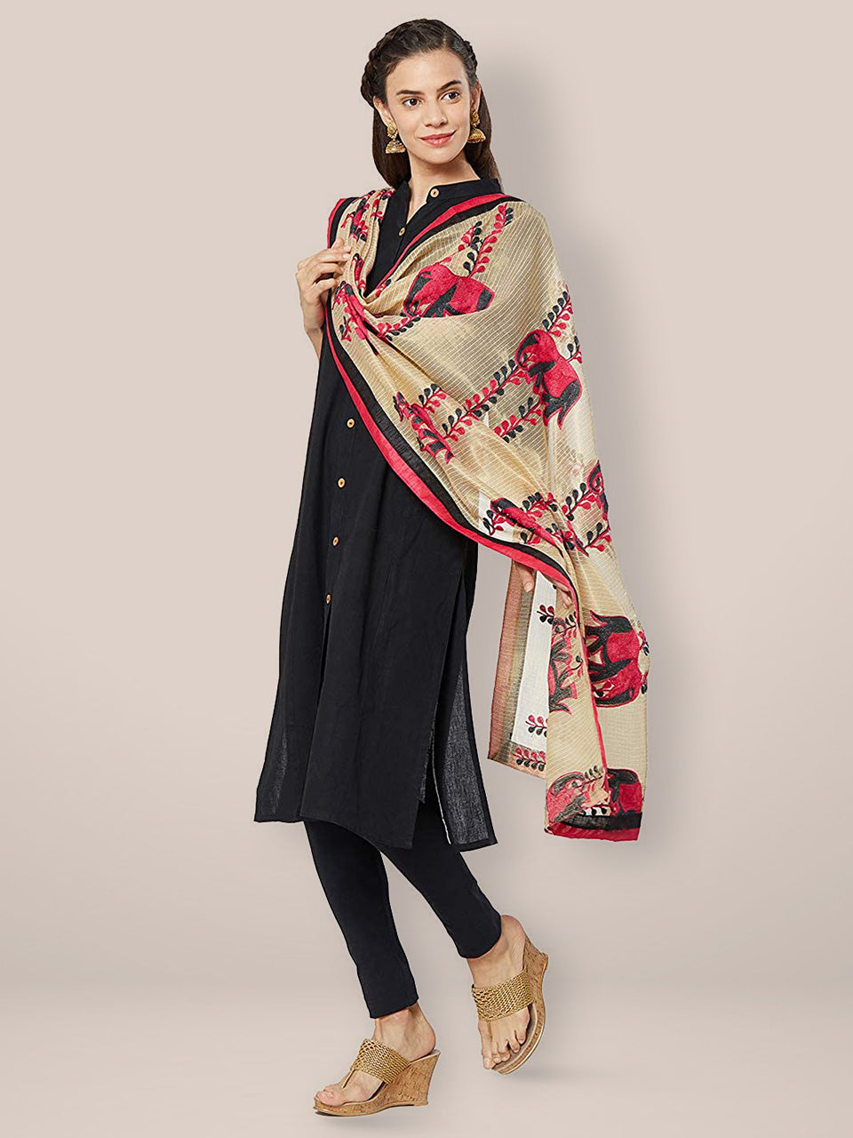 Cotton Silk Embroidered Dupatta. freeshipping - Dupatta Bazaar