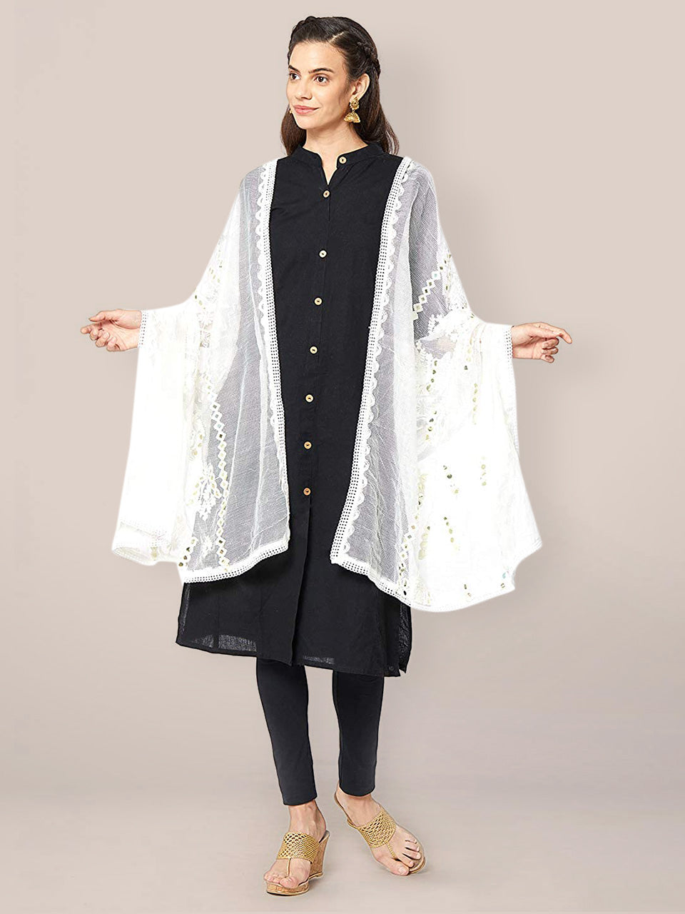 White Emroidered Dupatta freeshipping - Dupatta Bazaar