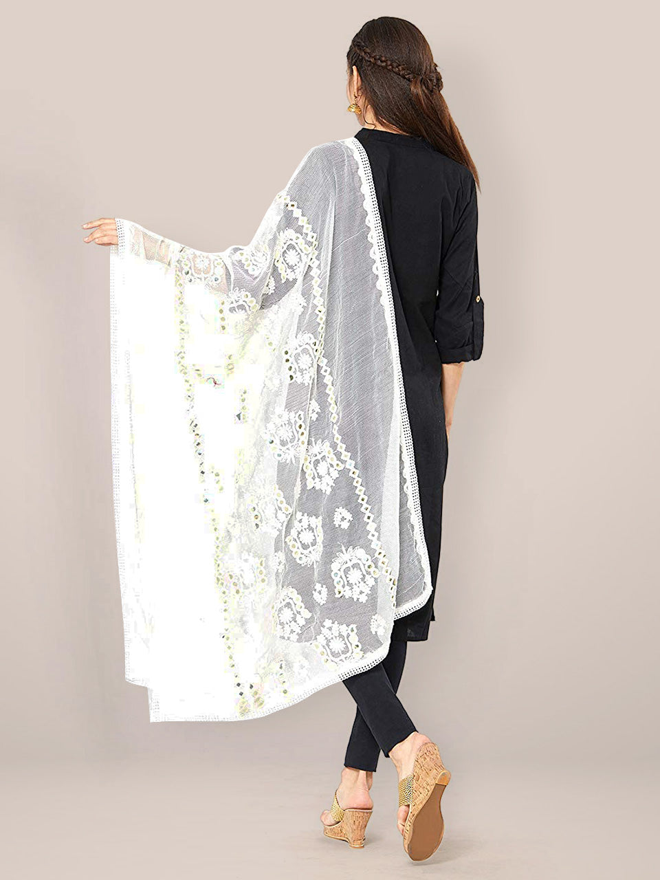 White Emroidered Dupatta freeshipping - Dupatta Bazaar