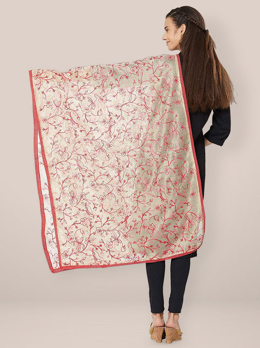 Pink & Gold Embroidered Dupatta freeshipping - Dupatta Bazaar