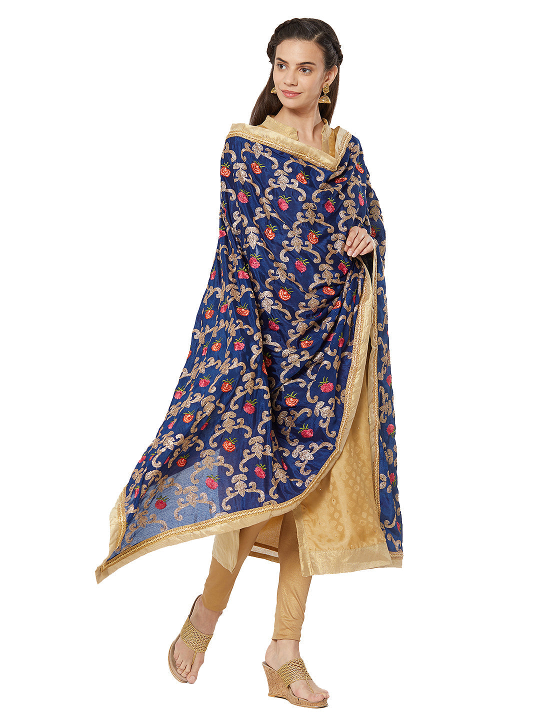 Dupatta Bazaar Woman's Crepe Silk Dupatta with Embroidery. - Dupatta Bazaar