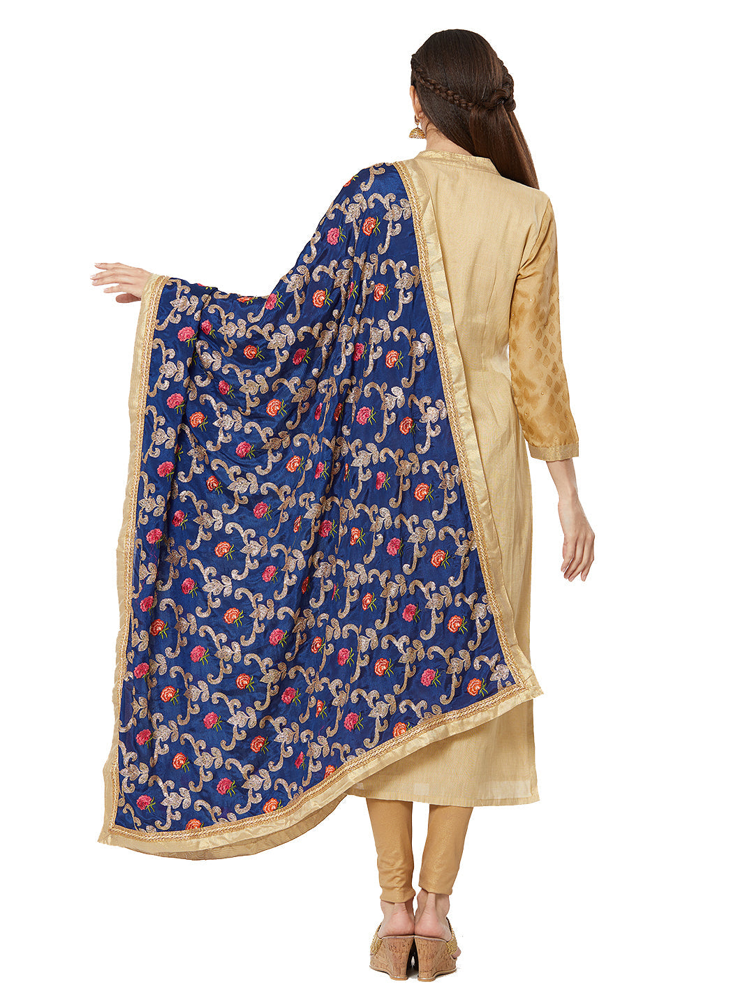 Dupatta Bazaar Woman's Crepe Silk Dupatta with Embroidery. - Dupatta Bazaar