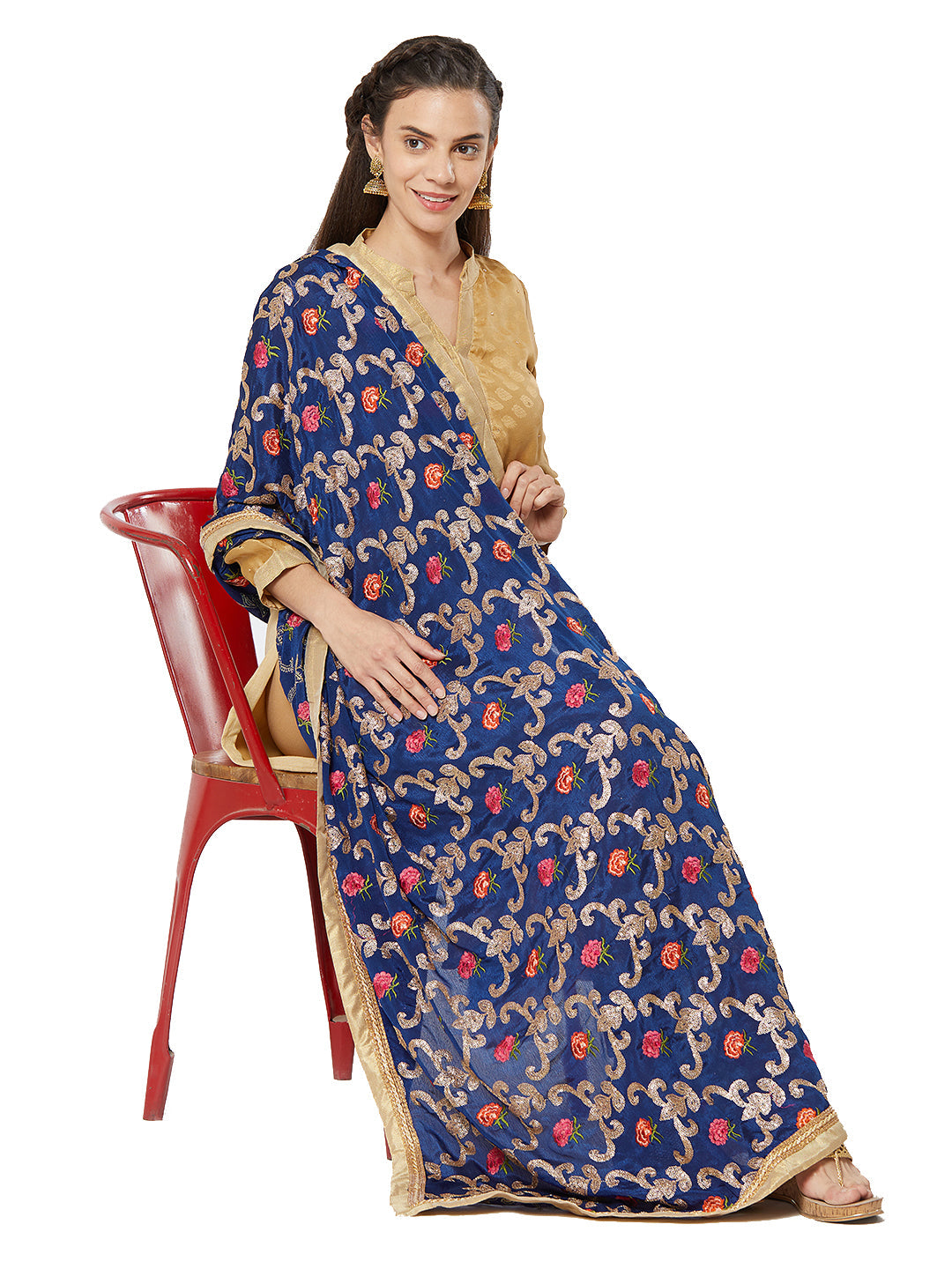 Dupatta Bazaar Woman's Crepe Silk Dupatta with Embroidery. - Dupatta Bazaar