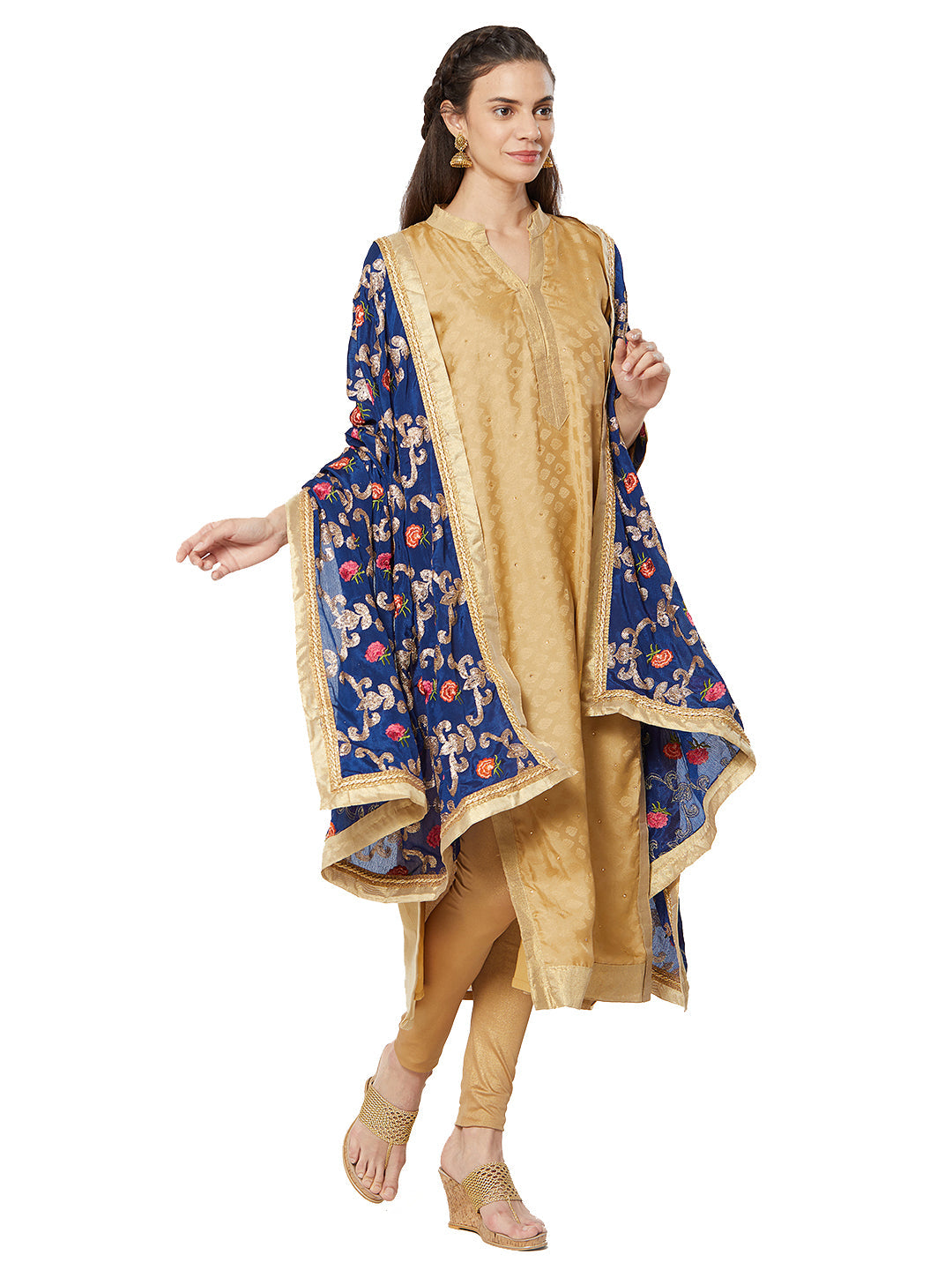 Dupatta Bazaar Woman's Crepe Silk Dupatta with Embroidery. - Dupatta Bazaar