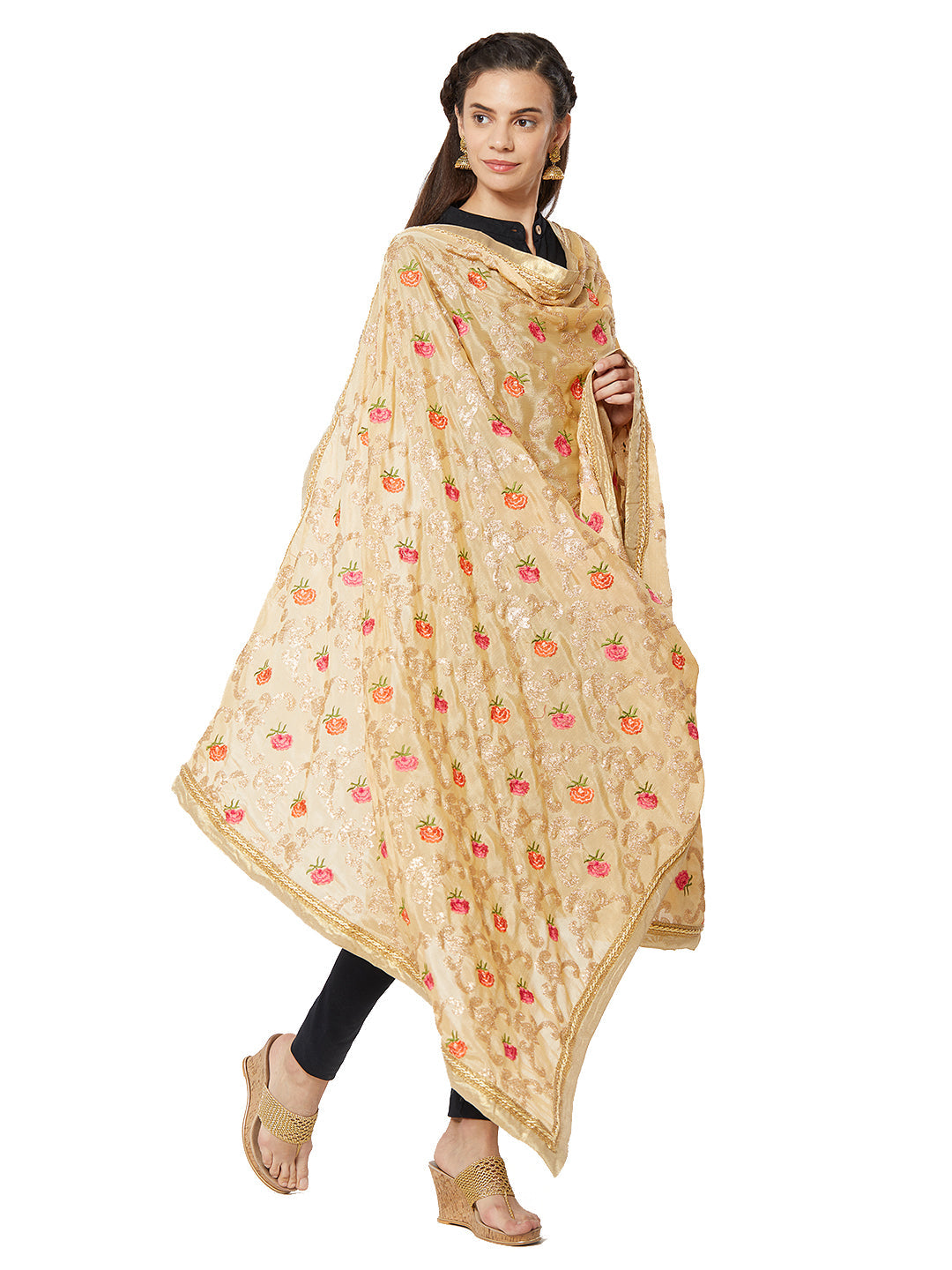 Dupatta Bazaar Woman's Crepe Silk Dupatta with Embroidery. - Dupatta Bazaar